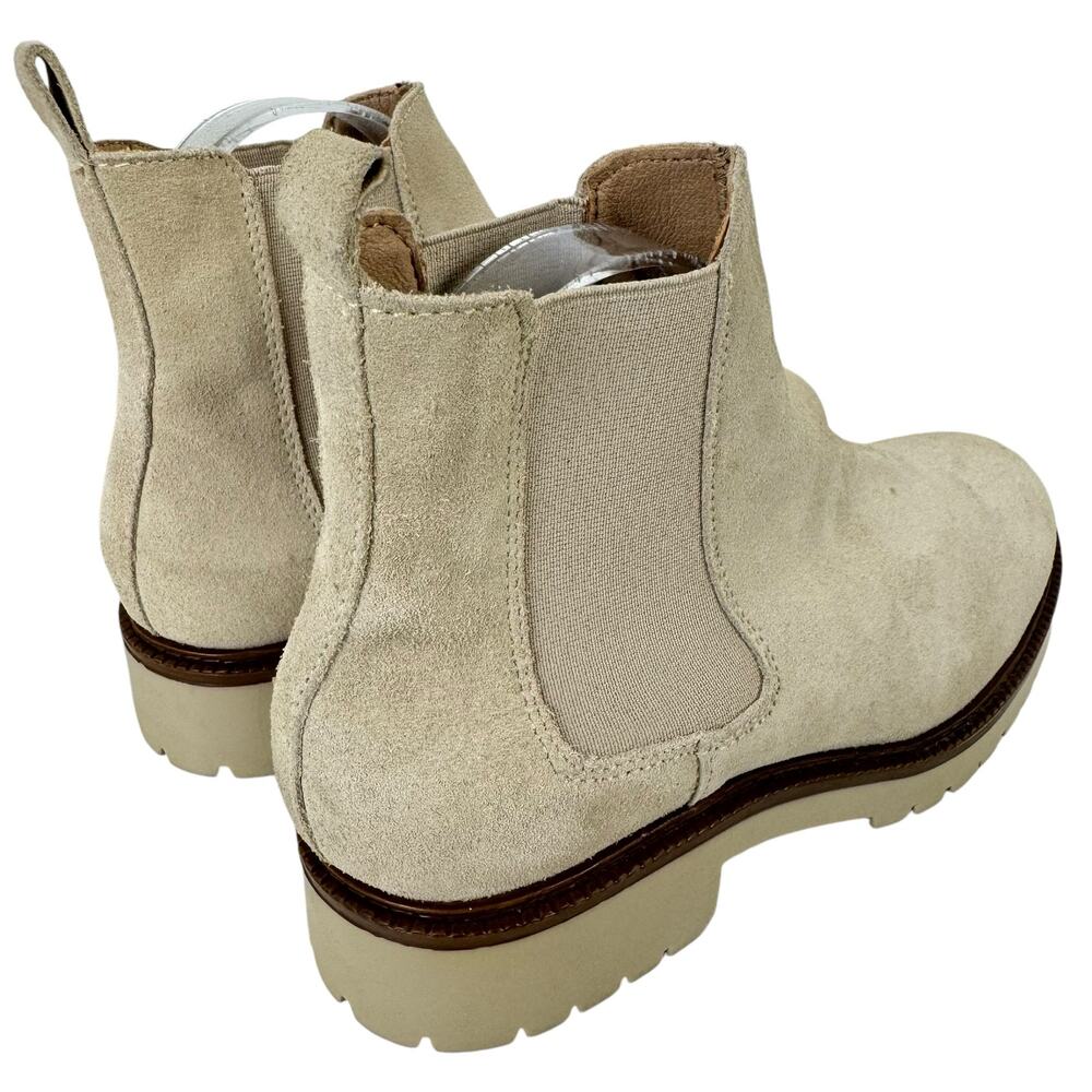 Enzo Tesoti Cream Suede Leather Pull On Lug Sole Chelsea Boots - Picture 8 of 12